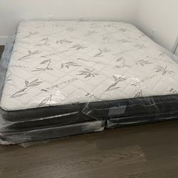 MATTRESS NEW KING SIZE PLUSH AND BOX SPRING-2PCS-OFFER DELIVERY 