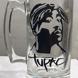 Tupac Shakur Large Heavy Glass Beer Stein Mug – 7.25” Thick Collectible Hip Hop Glass