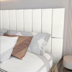 Upholstered Peel and Stick Wall Panels Headboard (white / 12 pack)