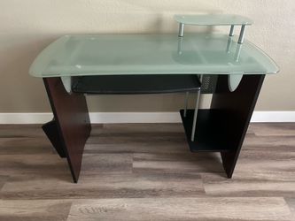 Glass and wood desk