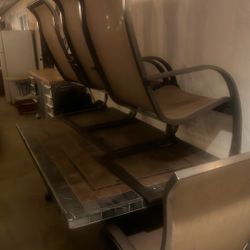 Out Door Table And 6 Chas