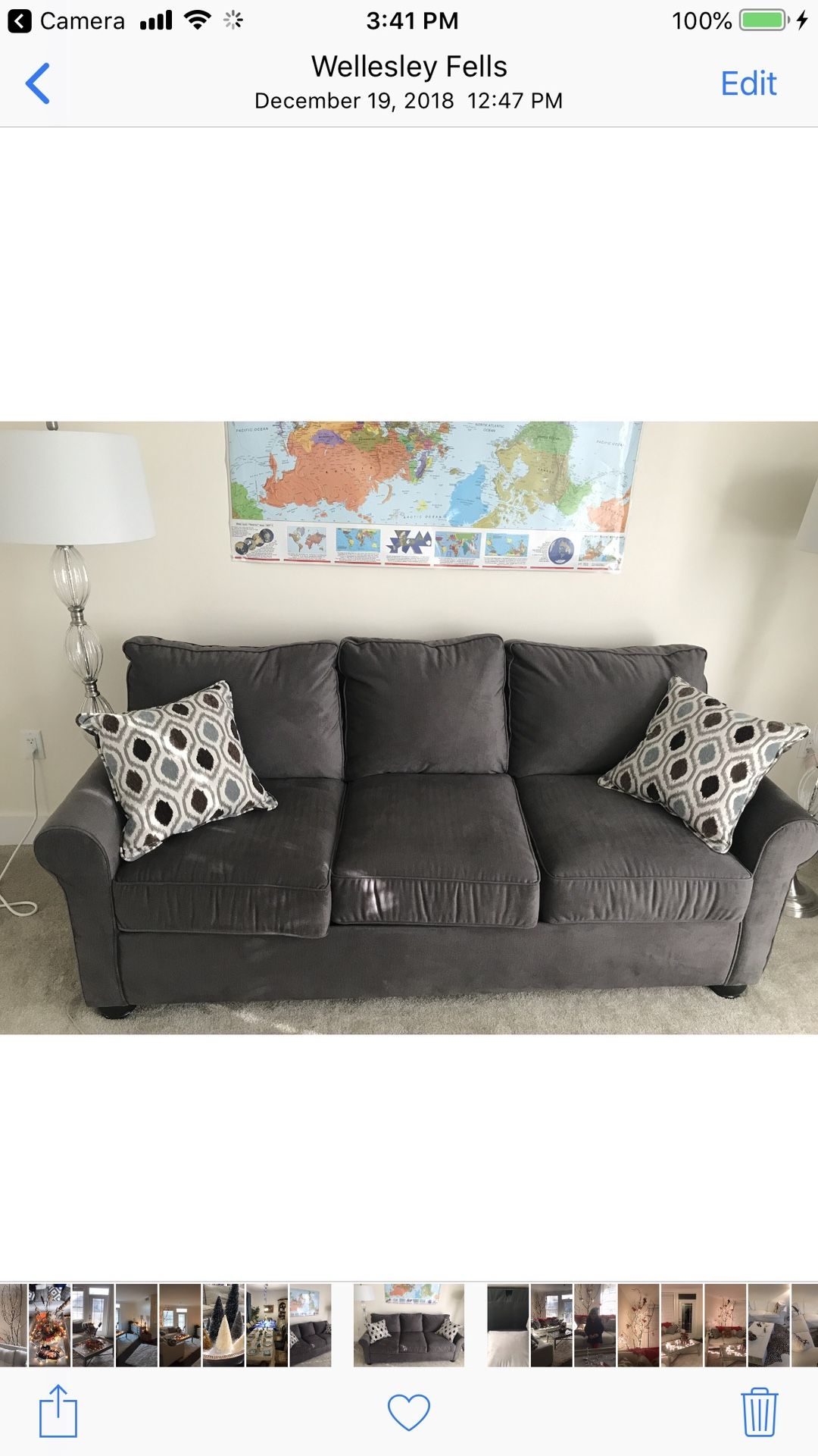 Grey Faux Suede Queen Sofa Bed