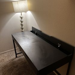 Computer Desk and Lamp