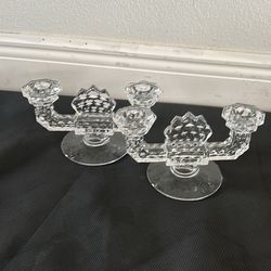 Glass Double Candles Holder Candlestick Both $12