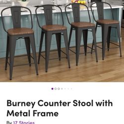 Kitchen Counter Stools Metal Frame SET Of 4 
