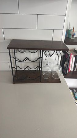 wine shelf (and 4 wine glasses)
