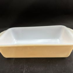 Fire King Peach Luster Rectangle Loaf Pan Baking Dish 1 QT