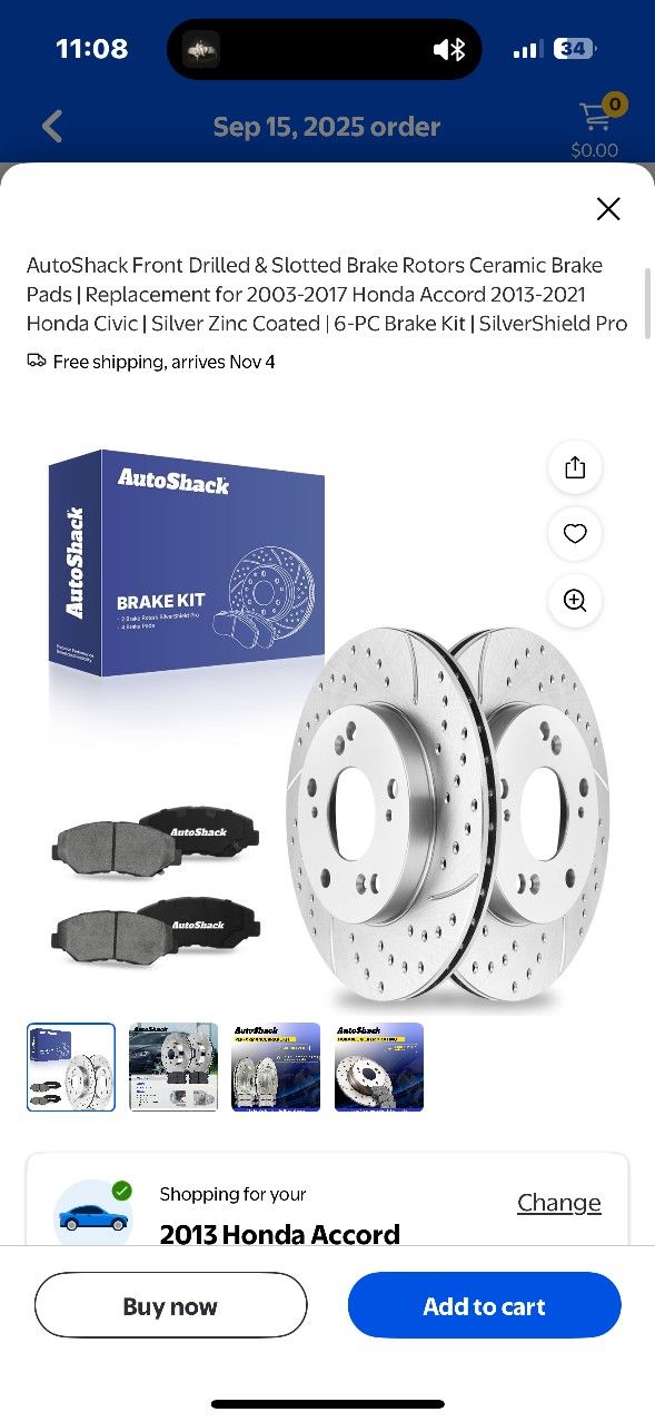 9th Gen 2013-2017 Break Pads And Rotor Kit
