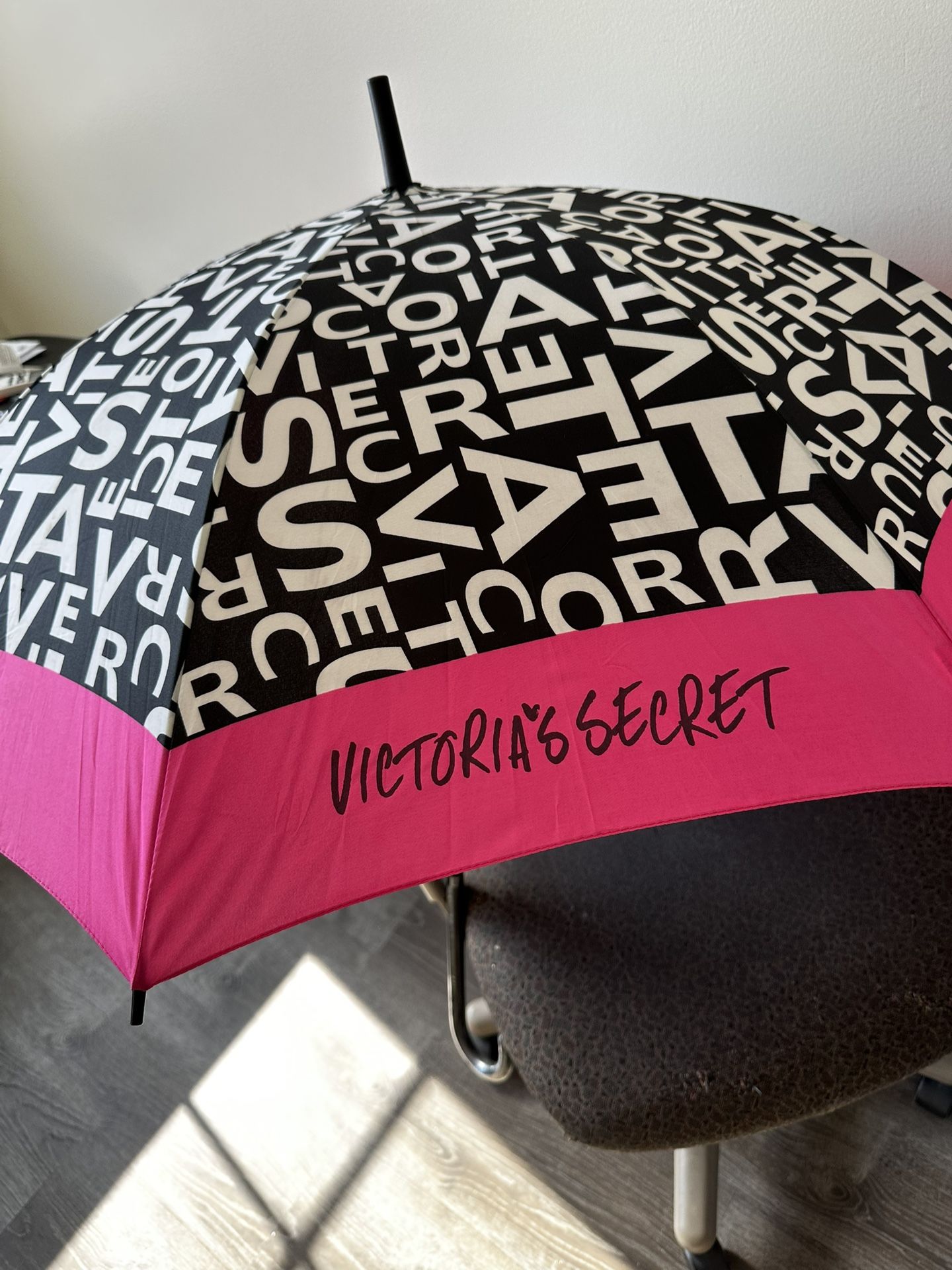 Victoria's Secret Black and White Umbrella with Pink Trim