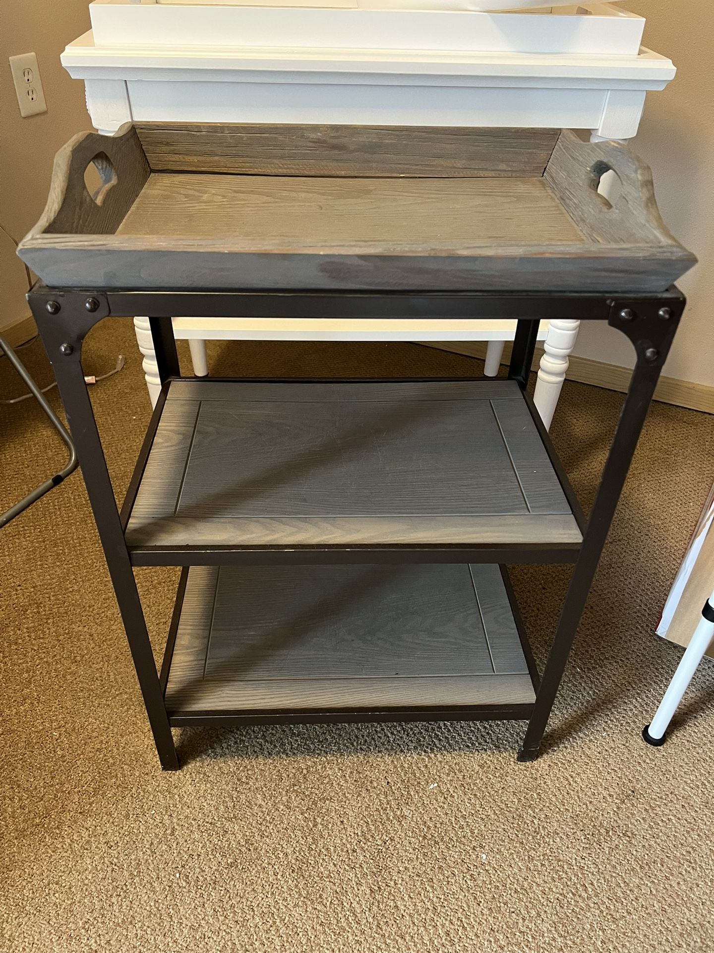 Small Metal & Barn Wood Tray-Top Shelf
