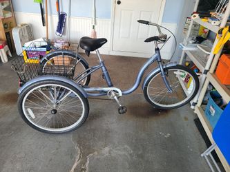 Grey Schwinn Tricycle with Rear Basket