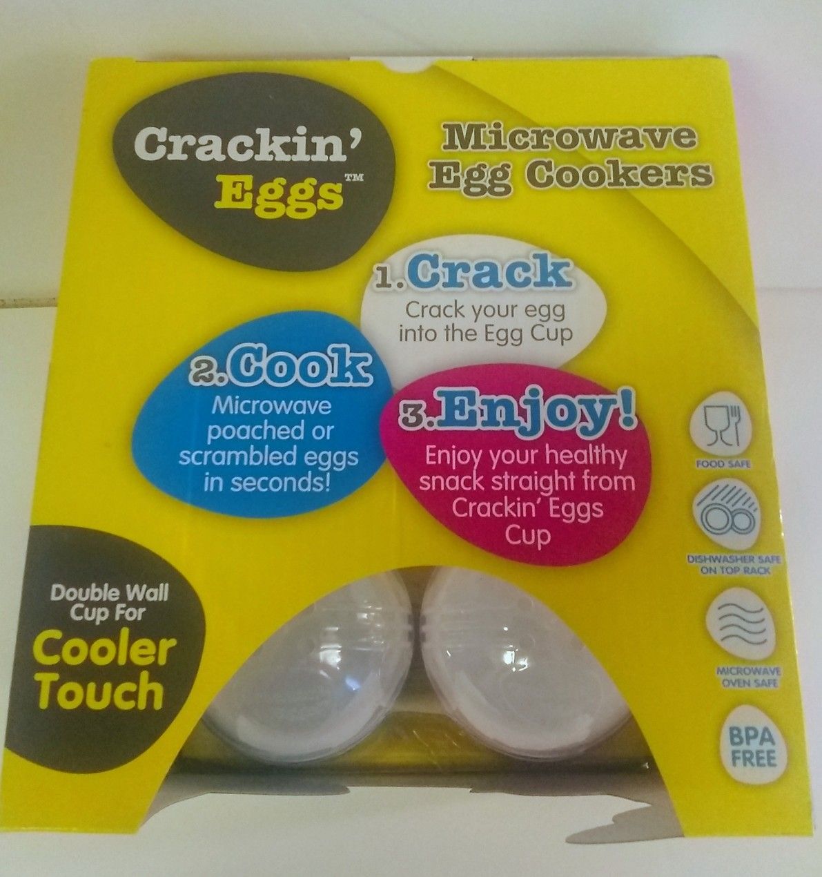 Microwave Egg Cookers (3) - Crackin' Eggs - 1 Large & 2 Small