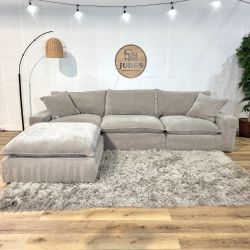 Free Delivery Modular Washable Gray Sectional Couch Sofa with Ottoman!