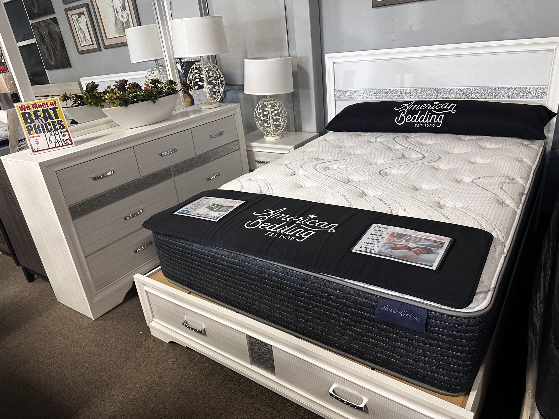 Gorgeous White Bedroom Set! $1199 🤍📦✨
