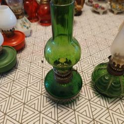 Vintage Green Glass Lamps