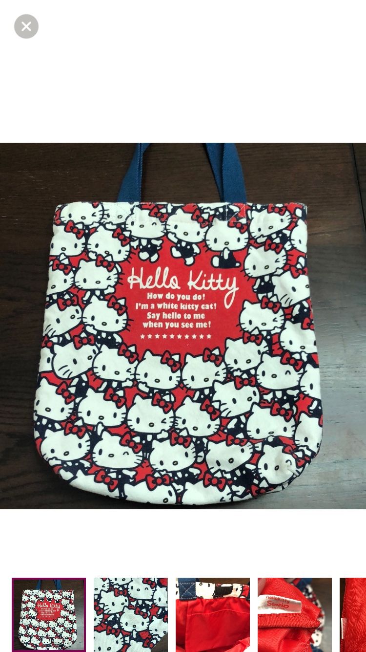 Hello Kitty Sanrio red And Blue Canvas Tote