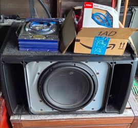 Subwoofer Box & Amp + accessories