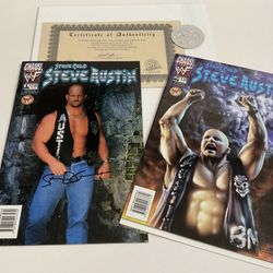 STONE COLD STEVE AUSTIN #1-2 PHOTO COVER SIGNED COA (CHAOS/01241203) FULL SET