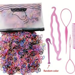 1505pcs Mini Colorful Hair Ties & Styling Tools, Perfect Hair Accessories