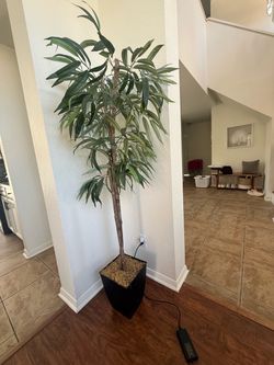 Large Artificial Ficus Tree in Black Planter