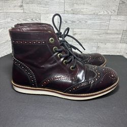 Crevo Boardwalk Leather Boots Men’s Size 9.5 Wingtip Bordo BROWN MADE IN INDIA
