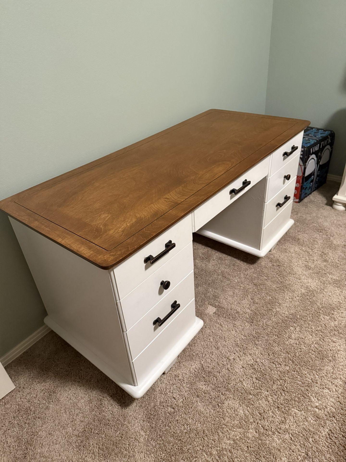 Wooden Desk And Matching Nightstand
