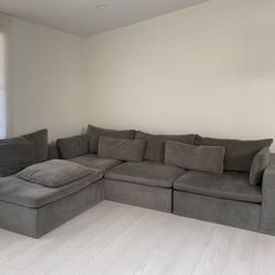 Grey West Elm Harmony Modular Sectional Couch And Ottoman