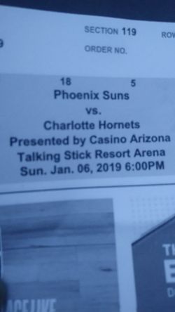 Sun vs Hornets tonight . 6pm $50 ea