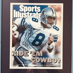 Autograph Troy Aikman  Cover Sports Illustrated Magazine Feb 1993 Dallas Cowboys v Bills  Super Bowl MPV