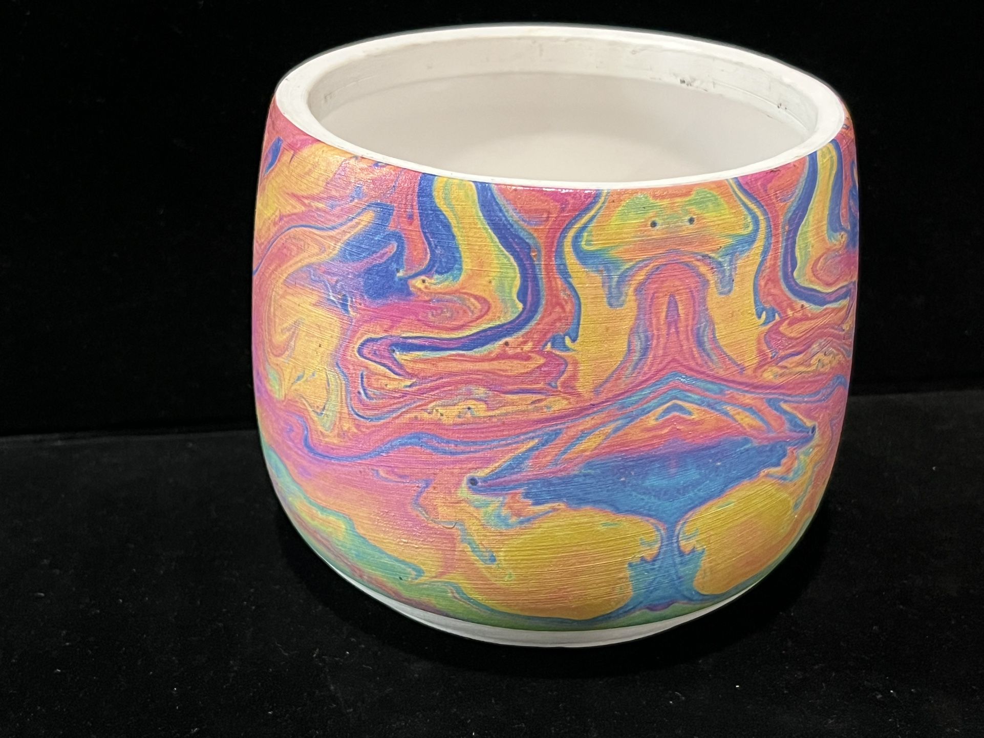 Rainbow Swirl Decorative Pot, Used.
