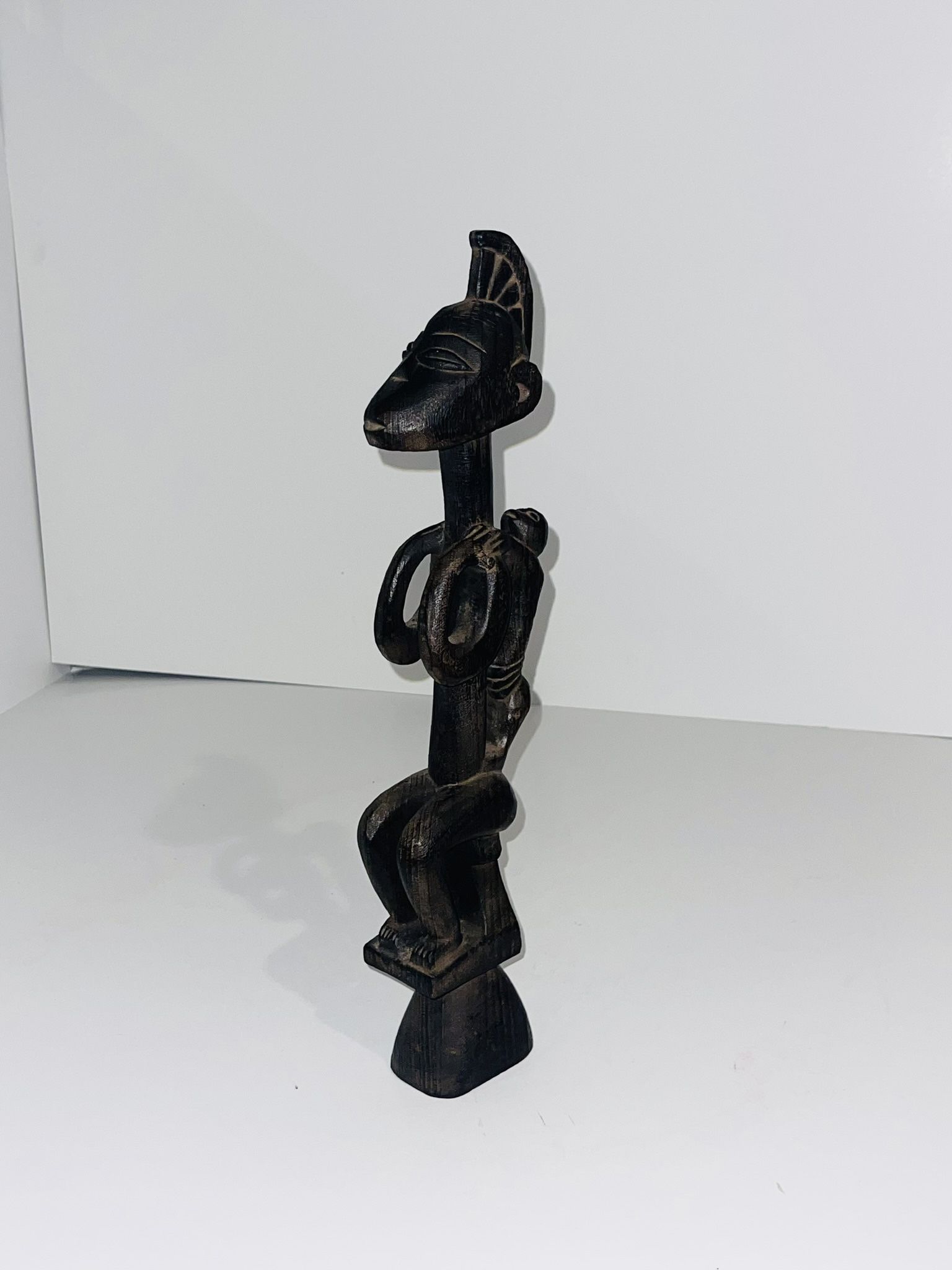 Vintage Carved Wood Native Tribal Figure Sculpture 16” Hand Carved Statue