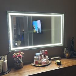 24"x 40" LED Bathroom Mirror with Black Frame, SNUGACE Stepless Dimmable, Anti-Fog, Shatter-Proof, Memory, 3 Colors, LED Vanity Mirror