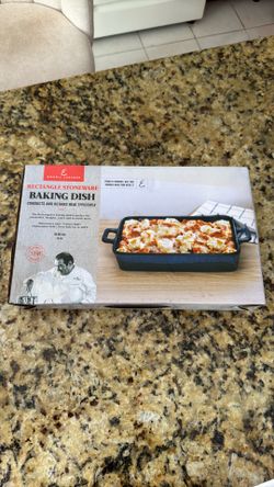 NEW Emeril Lagasse 14" Rectangle Stoneware Baking Dish 1.5 Qt Casserole Pan Blue
