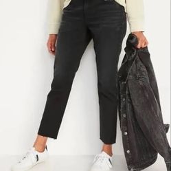 OLD NAVY MID-RISE BOYFRIEND STRAIGHT RIPPED BLACK JEANS FOR WOMEN SIZE 20