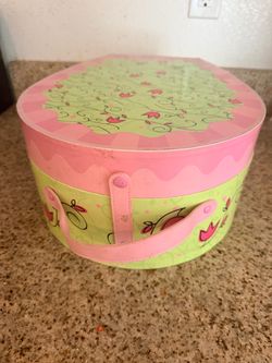 Children's Pink And Lime Floral Tea Set Pretend Play Case
