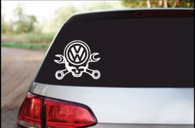 VW Skull And Crossbones(wrenches) Vinyl Sticker