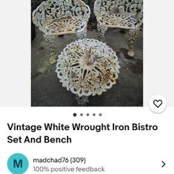 vintage white wrought iron 3 pc set