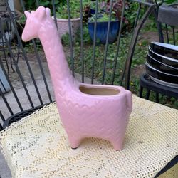 Pink Ceramic Giraffe Planter 