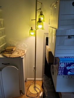 3-Light Floor Lamp with Green Glass Shades