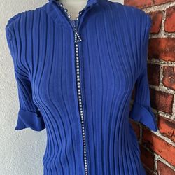 Belldini Rhinestone Zipped Cardigan Fits From M To Xl