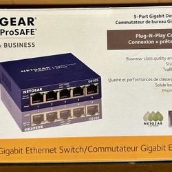 NETGEAR ProSafe 5-Port Gigabit Ethernet Switch Model GS105 Plug-N-Play Connect