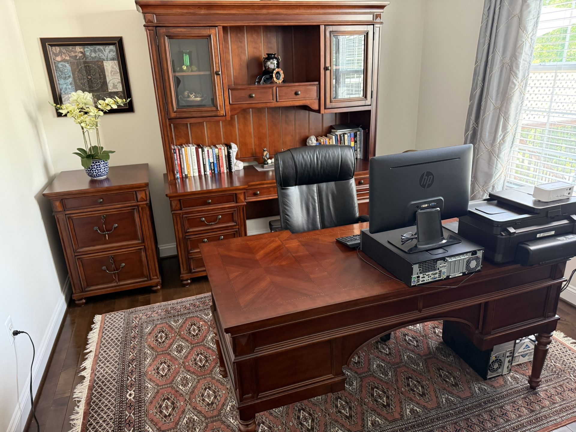Executive Cherry Office Furniture Set - Desk + Hutch + File Cabinet - $2,000 OBO - Leesburg