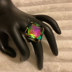 Goldtone (Alex And Ani )rainbow Crystal Colored Ring