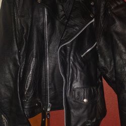 Old school leather biker jacket