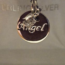 Sterling Silver Diamond Necklace Angel