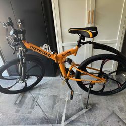 Brand new Outroad 26 Inch Folding Mountain Bike, 21 Speed Full Suspension High-Carbon Steel MTB Foldable Bicycle, Dual Disc Brake Non-Slip Folding Bik