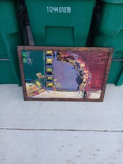 Abstract Framed Art Print with Rustic Frame