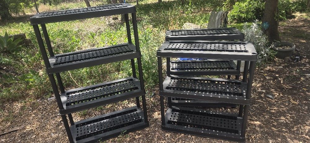 2 X 5-Tier Medium Plastic Garage Storage Shelving Unit, Black (12 x 24 D x 64 H)