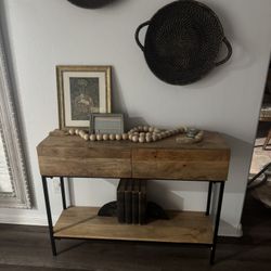 West Elm Mango Wood Industrial Console Table