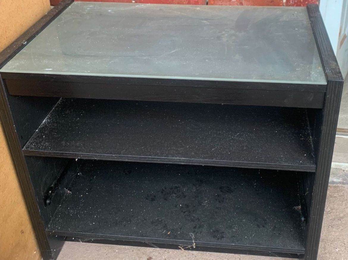 End Table Tv Stand Etc Glass Top With Shelve